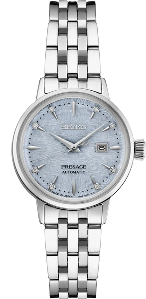 Reloj Seiko Presage automático de acero con esfera azul clara y brazalete metálico