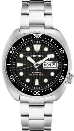 Reloj Seiko Prospex automático de buceo con esfera negra, bisel negro y brazalete de acero