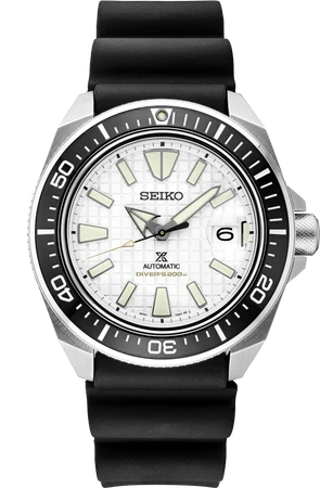 Reloj Seiko Prospex de buceo con correa de goma y esfera clara
